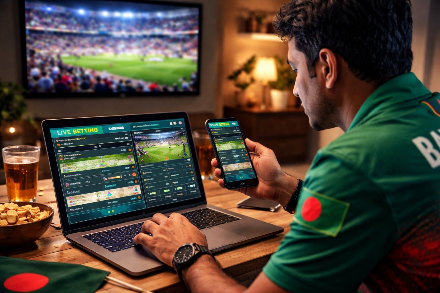 HM77 sportsbook screen with cricket and football wagering markets for Bangladesh users